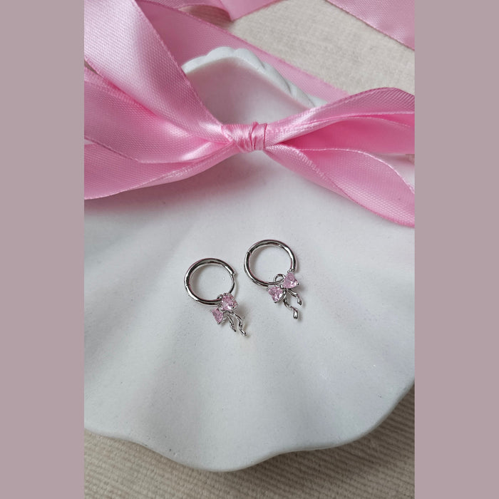 Sterling silver s925 earrings hoop zirconia bow