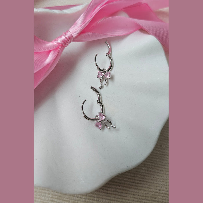 Sterling silver s925 earrings hoop zirconia bow