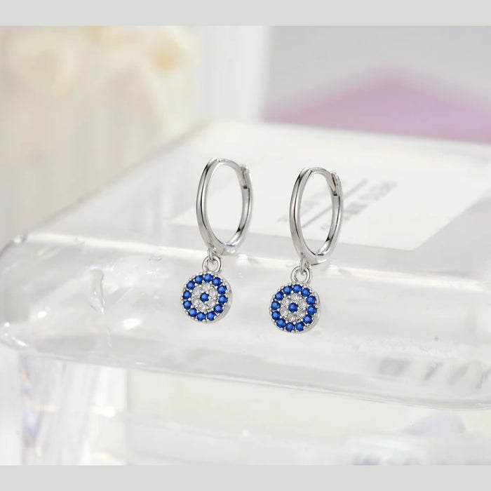 Sterling silver s925 earrings Zirconia blue stud
