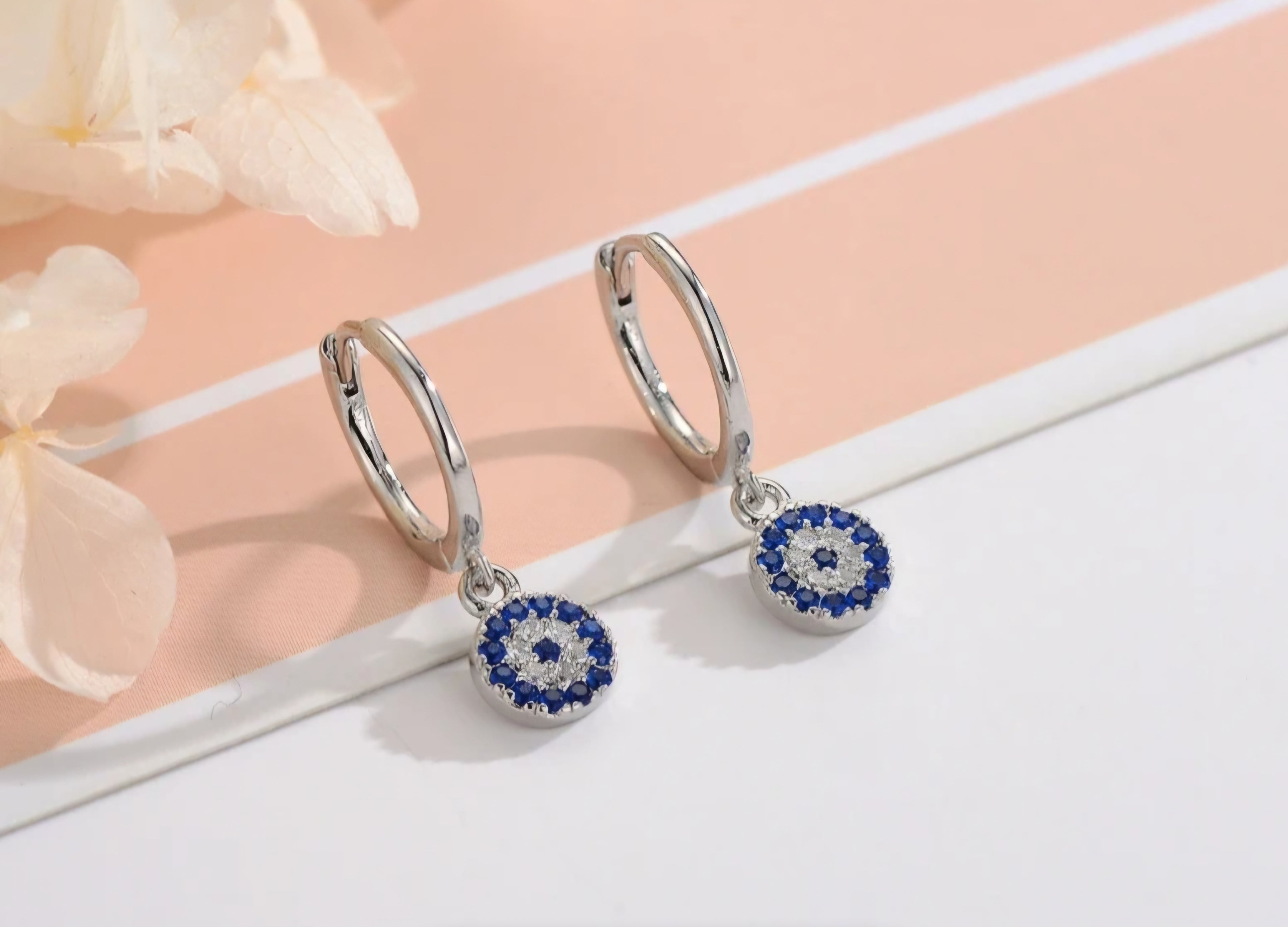 Sterling silver s925 earrings Zirconia blue stud