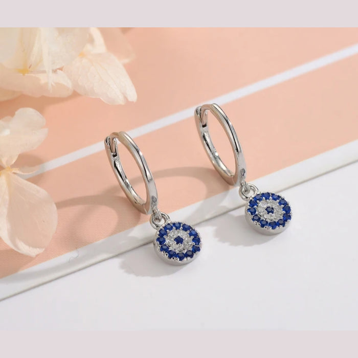 Sterling silver s925 earrings Zirconia blue stud