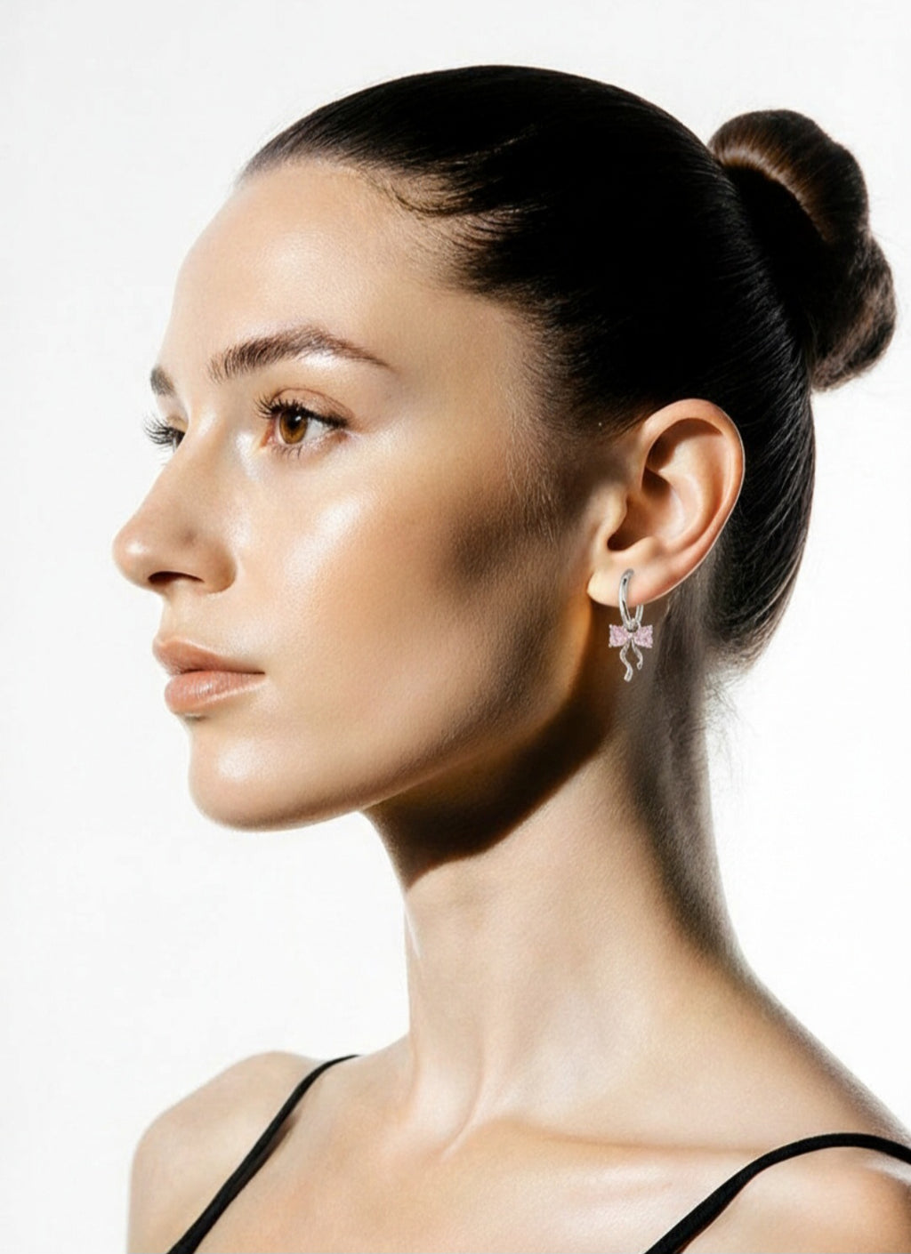 Sterling silver s925 earrings hoop zirconia bow