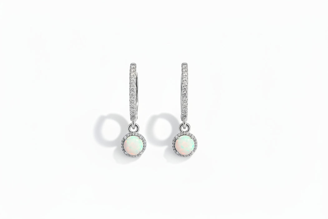 Sterling silver s925 earrings hoop zirconia opal Minimalist