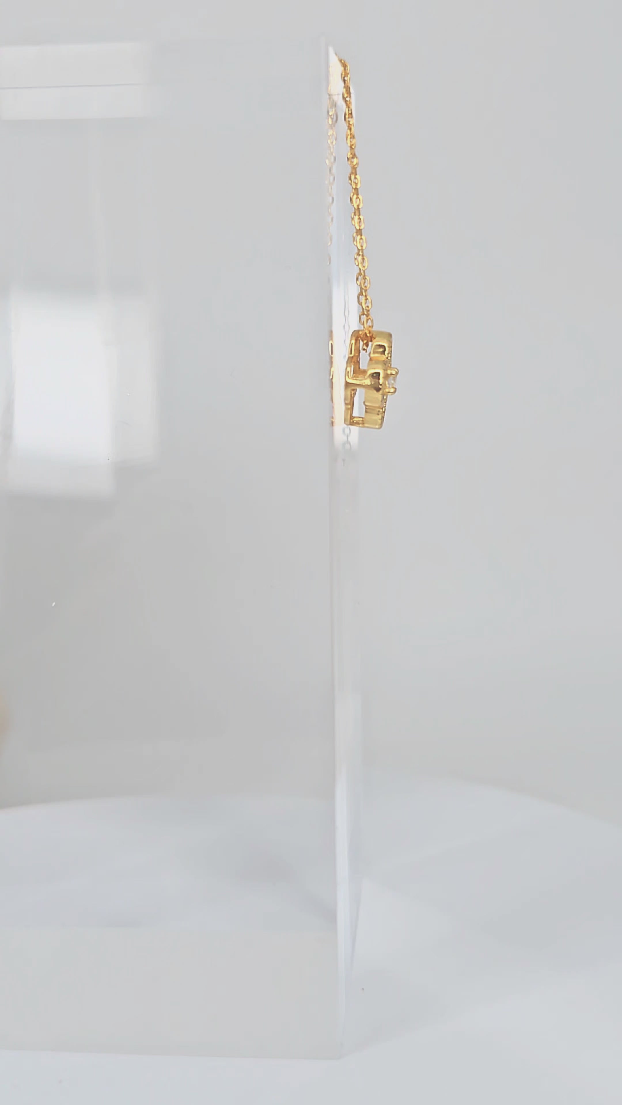 Sterling silver s925 gold plated necklace Zirconia Clover