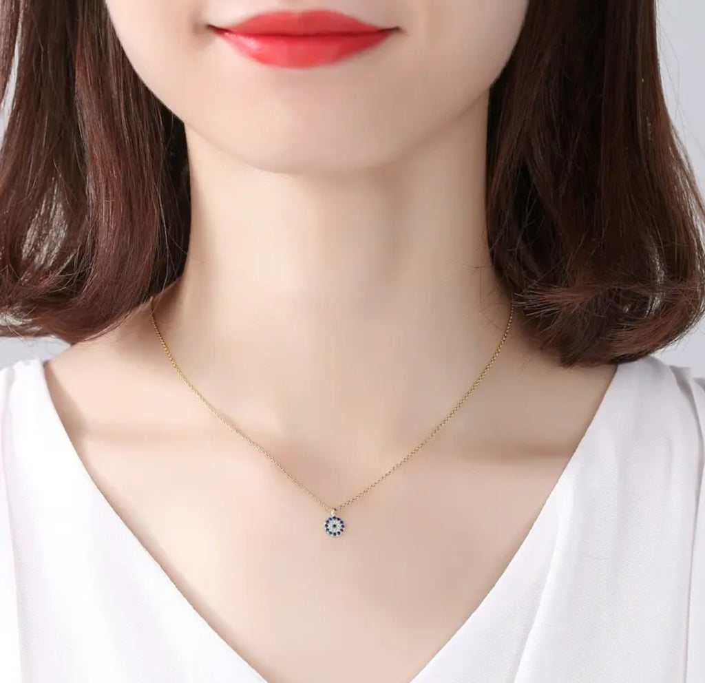 Sterling silver s925 pendant gold plated CZ eye