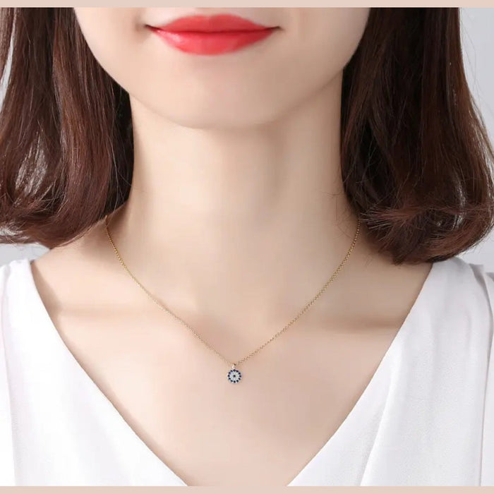 Sterling silver s925 pendant gold plated CZ eye