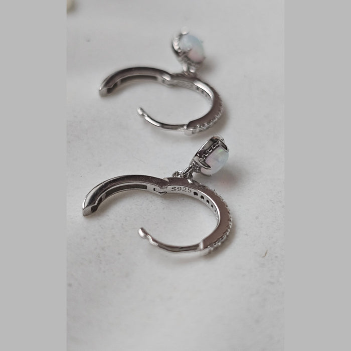 Sterling silver s925 earrings hoop zirconia opal Minimalist
