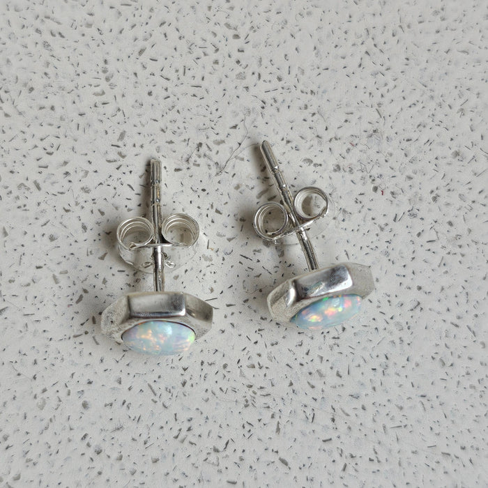 Sterling silver s925 earrings Opal screw design  stud Gift