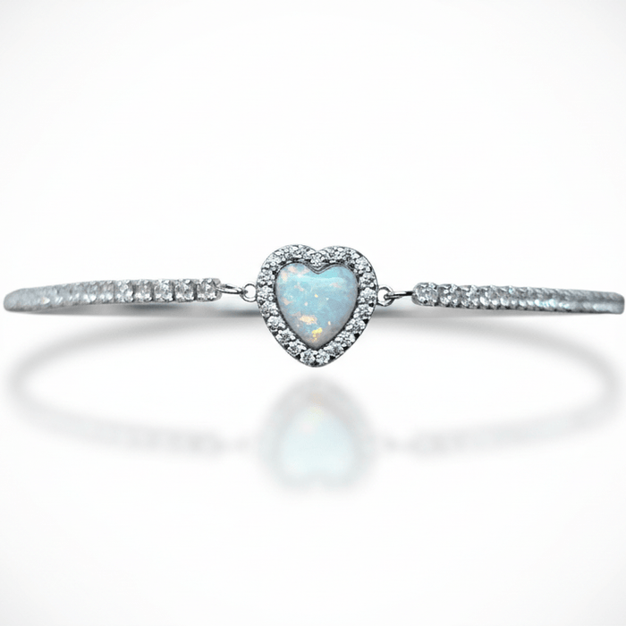 Sterling silver s925 bracelet Zirconia opal heart Gift