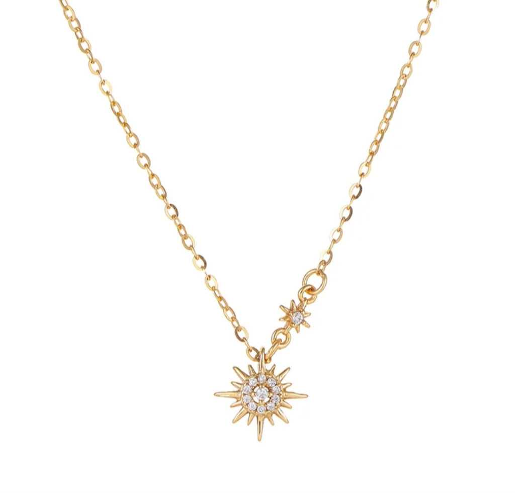 Sterling silver s925 gold plated sun starlight pendant