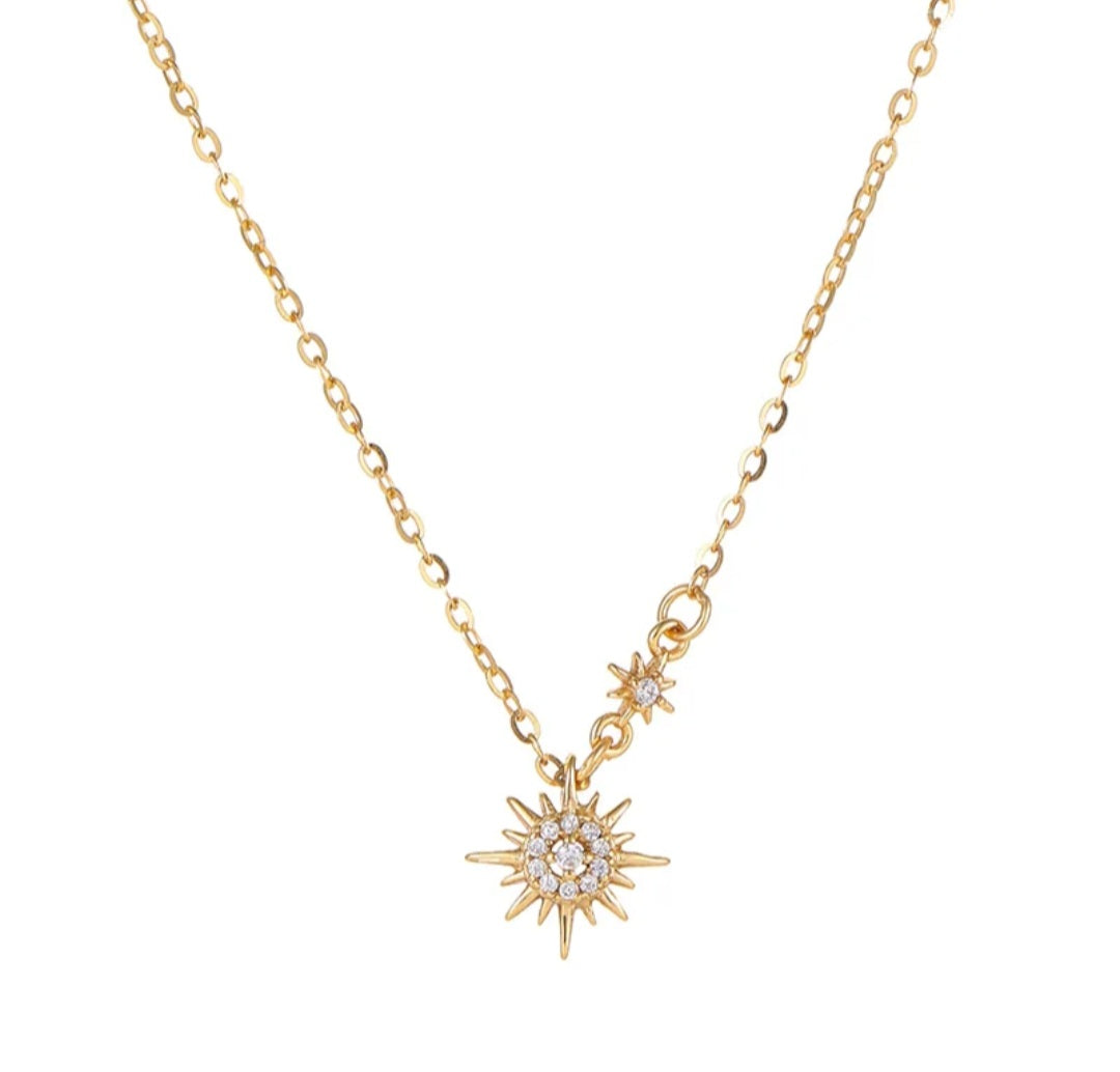 Sterling silver s925 gold plated sun starlight pendant