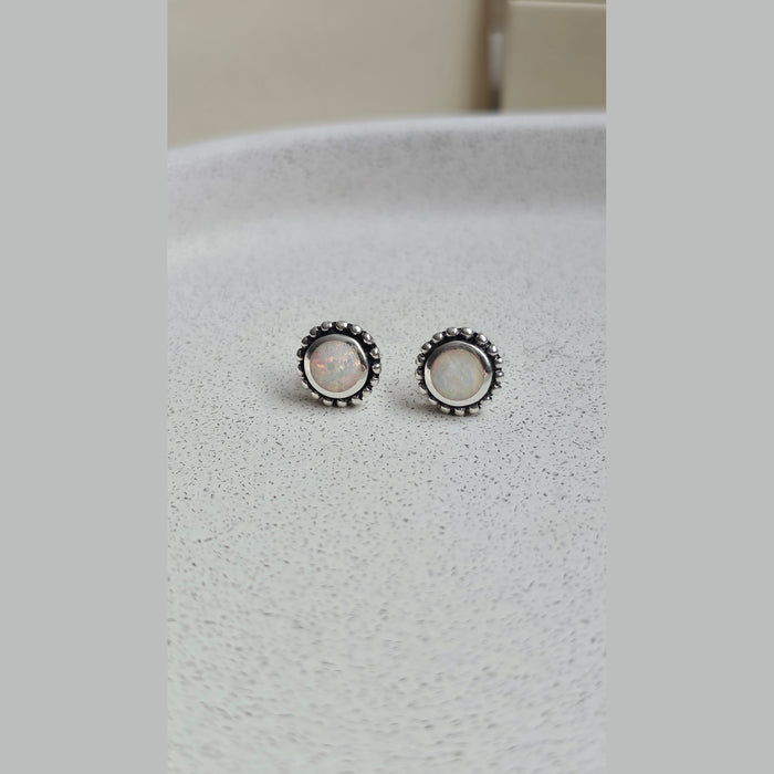 Sterling silver s925 earrings Opal flower stud