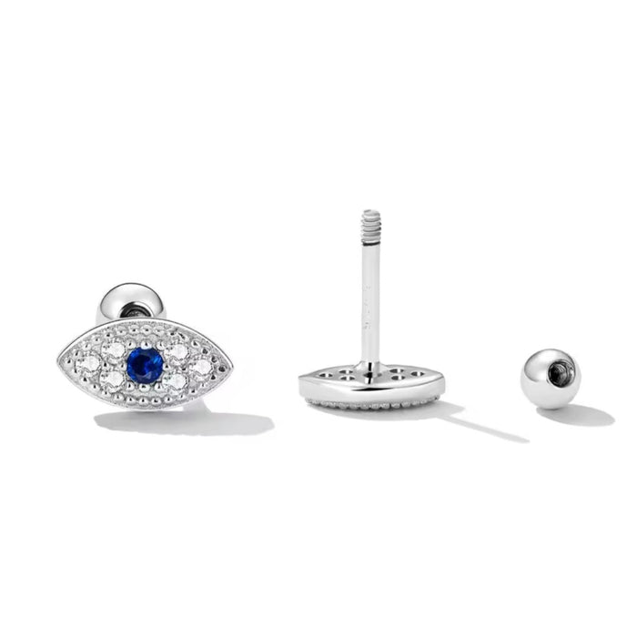Sterling silver s925 stud earrings blue eyes ball back 💙