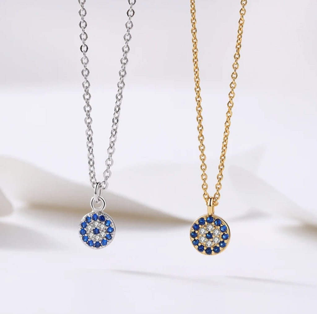 Sterling silver s925 pendant gold plated CZ eye