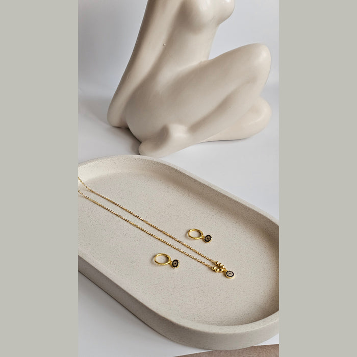 Sterling silver s925 gold plated earrings necklace set Zirconia Devil’s Eyes