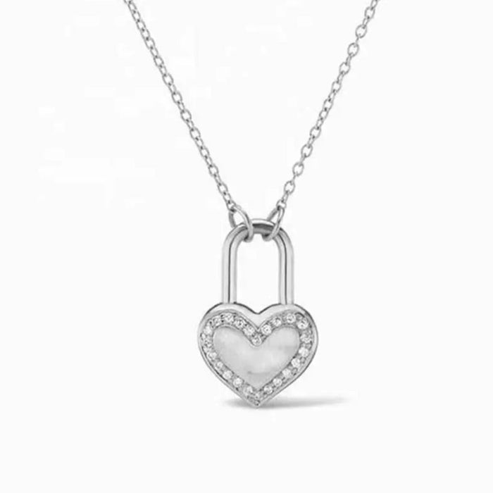 Sterling silver s925 pendant necklace heart zirconia