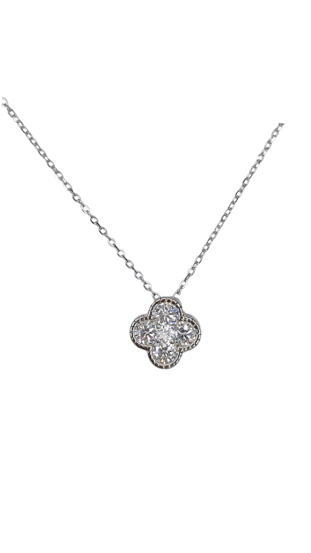 Sterling silver s925 pendant necklace Zirconia Clover