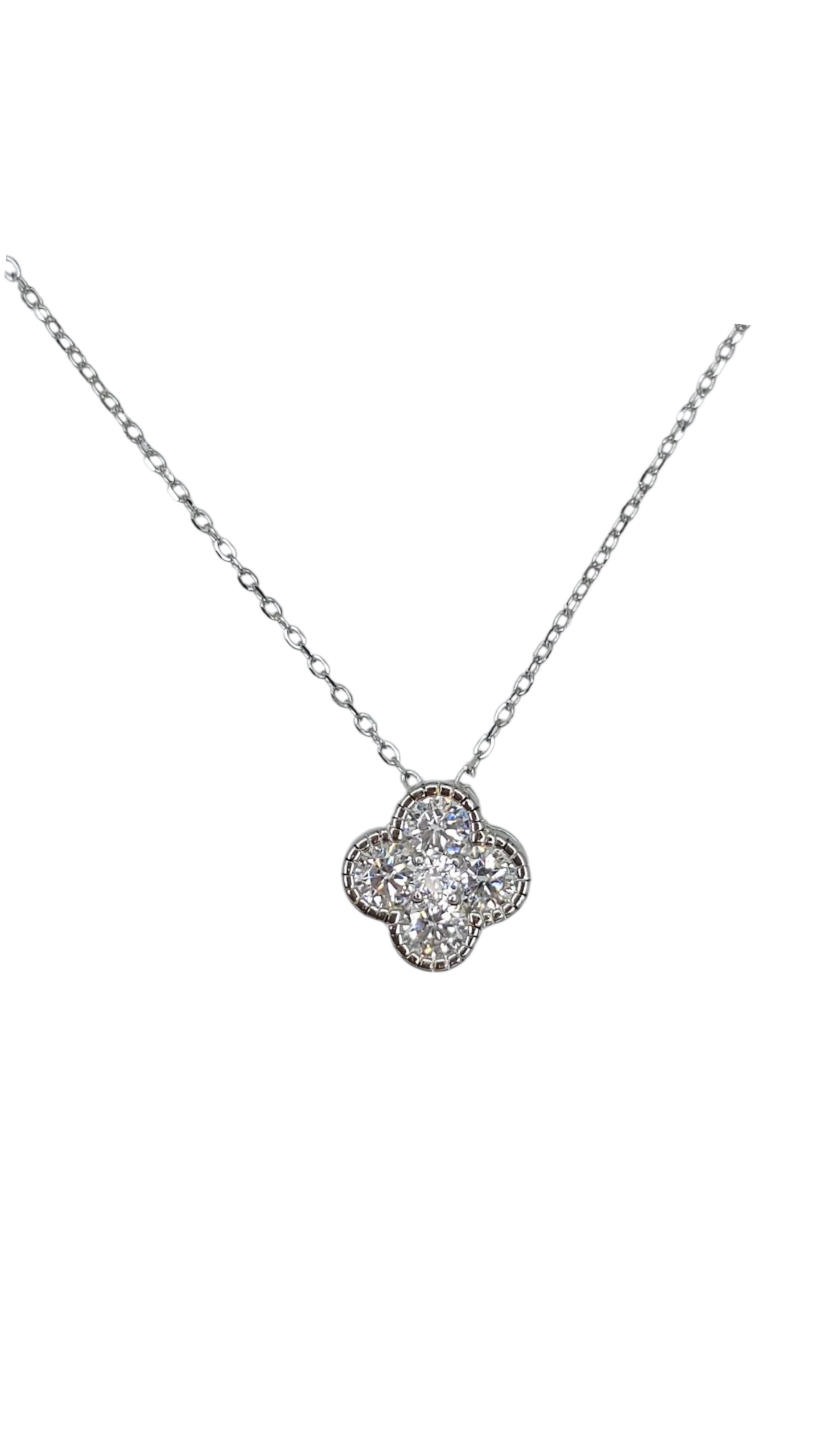 Sterling silver s925 pendant necklace Zirconia Clover