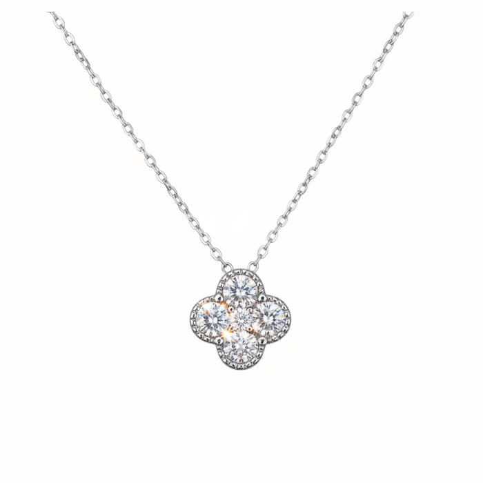 Sterling silver s925 pendant necklace Zirconia Clover
