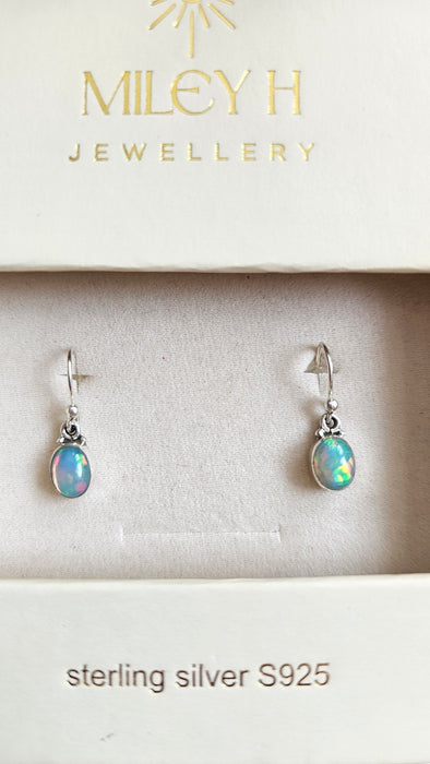 Sterling silver s925 earrings drop opal gemstone