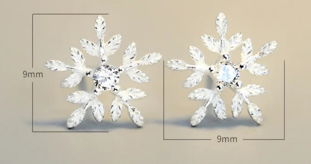 Sterling silver s925 earrings zirconia stud Snowflakes