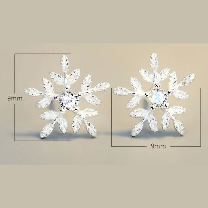 Sterling silver s925 earrings zirconia stud Snowflakes