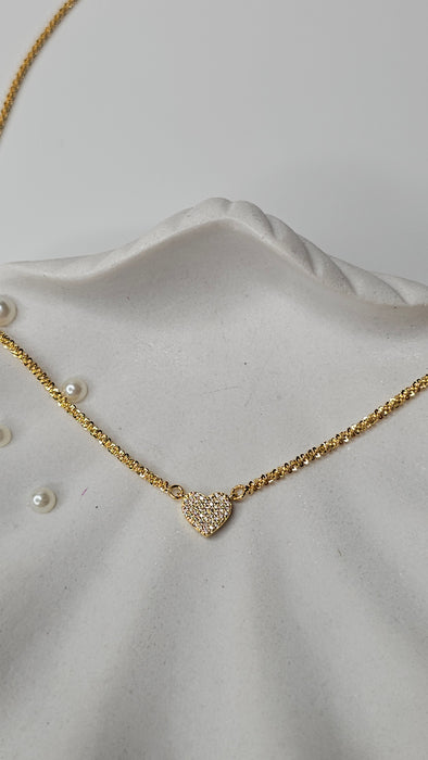 Sterling silver s925 gold plated necklace Luxe heart zirconia