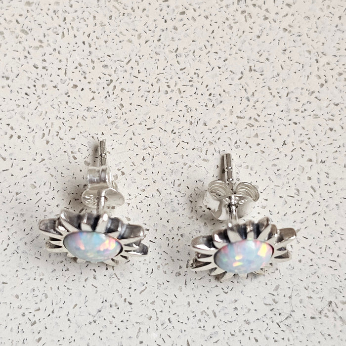 Sterling silver s925 earrings Opal sun stud