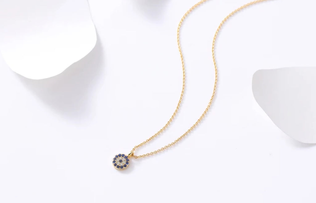 Sterling silver s925 pendant gold plated CZ eye