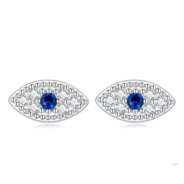 Sterling silver s925 stud earrings blue eyes ball back 💙