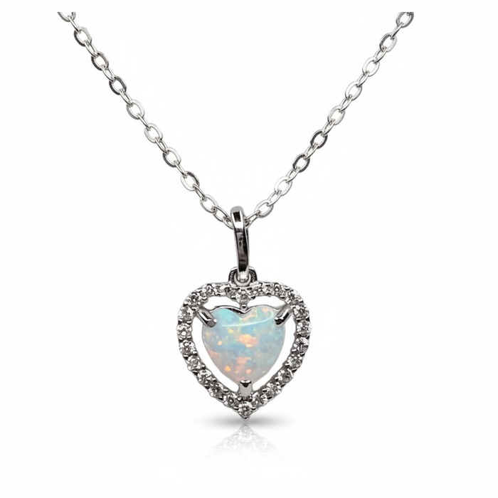Sterling silver s925 pendant necklace Opal zirconia heart zirconia Gift 🎁
