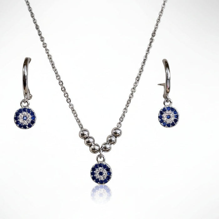 Sterling silver s925 necklace earrings set CZ Devil’s Eye gift 🎁