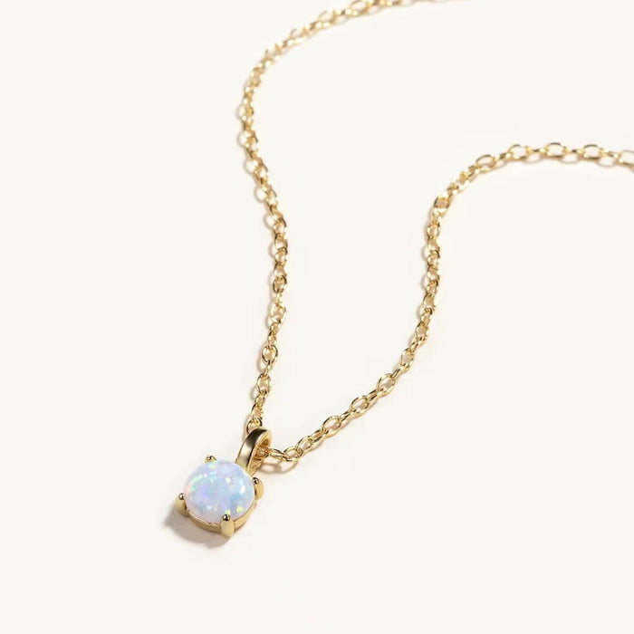 Sterling silver s925 gold plated necklace Opal minimalist