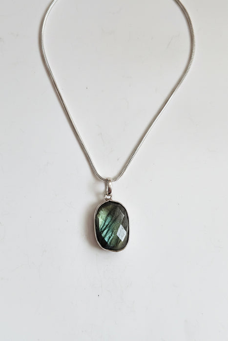 Sterling silver s925 pendant necklace natural Labradorite gemstone