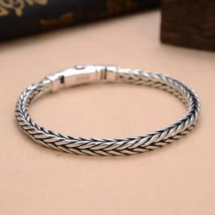 Sterling silver S925 men's bracelet 22cm snake
