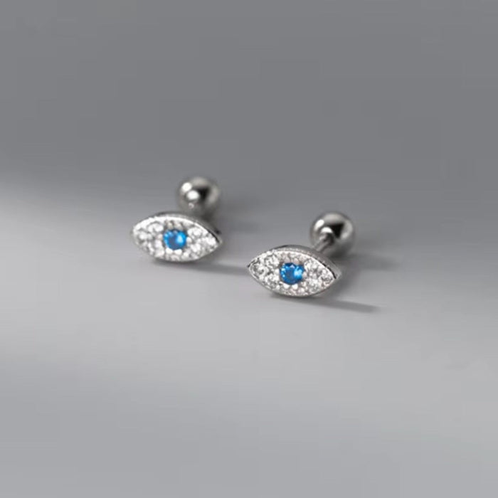 Sterling silver s925 stud earrings blue eyes ball back 💙