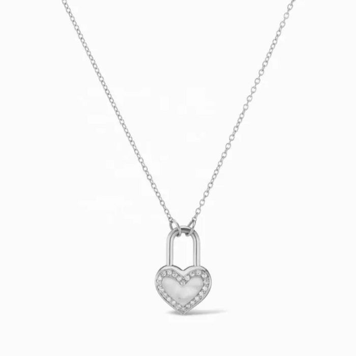 Sterling silver s925 pendant necklace heart zirconia