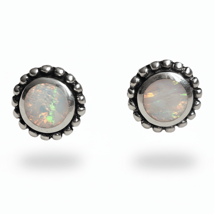 Sterling silver s925 earrings Opal flower stud