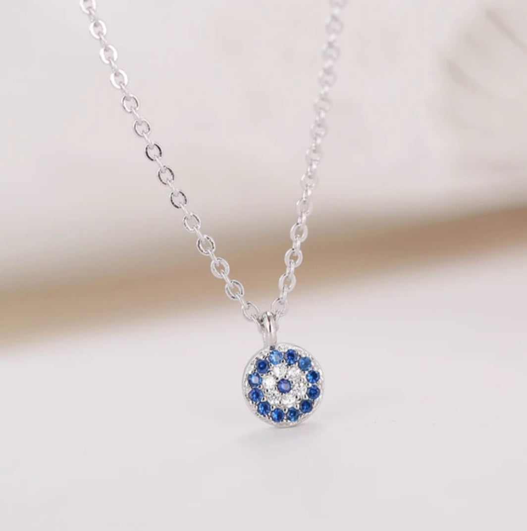 Sterling silver s925 pendant necklace Zirconia eye