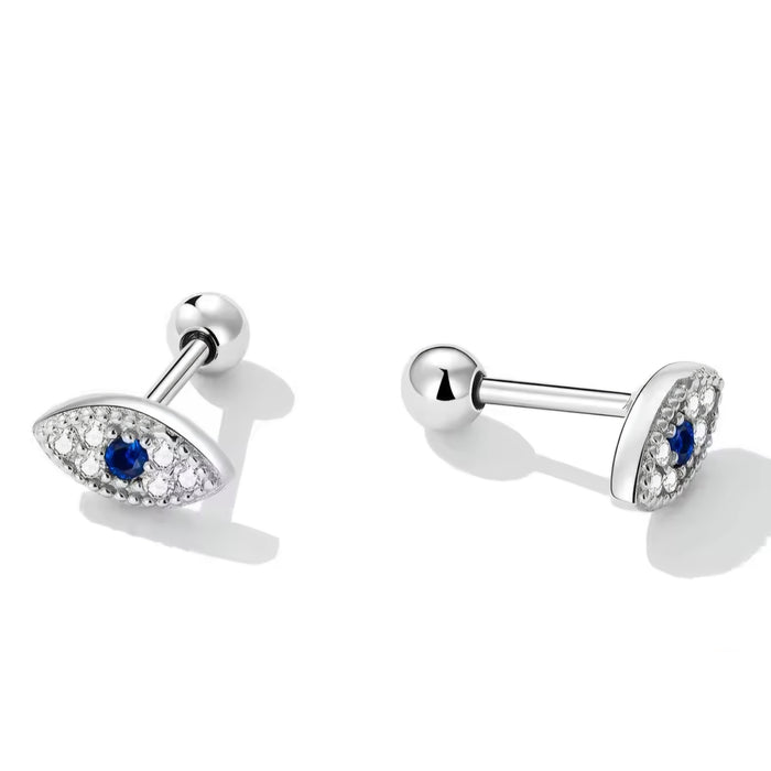 Sterling silver s925 stud earrings blue eyes ball back 💙