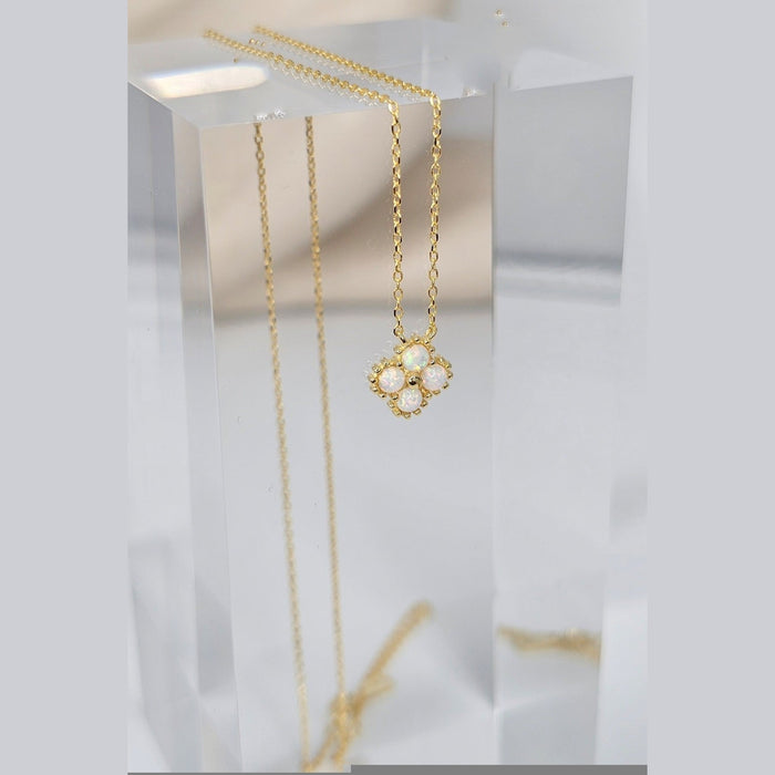 Sterling silver s925 gold plated 18h necklace Opal flower 🌼