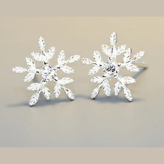 Sterling silver s925 earrings zirconia stud Snowflakes