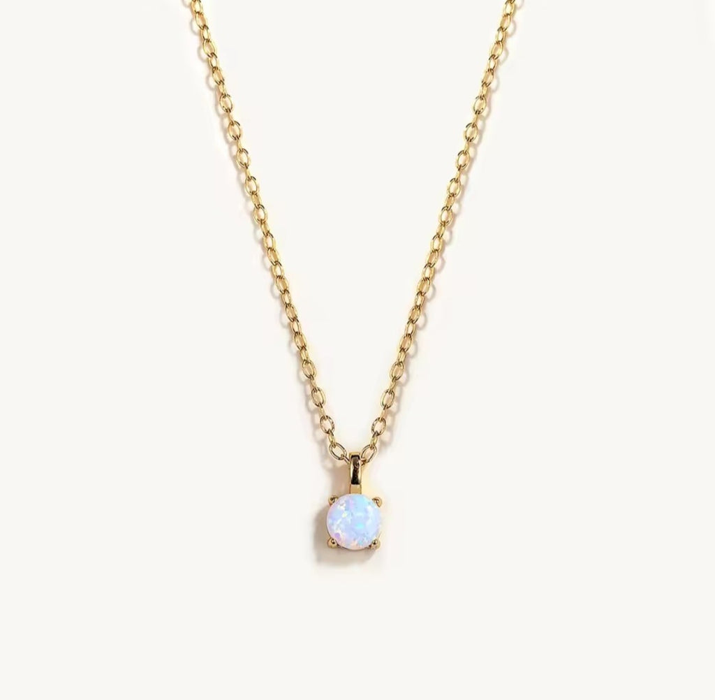 Sterling silver s925 gold plated necklace Opal minimalist