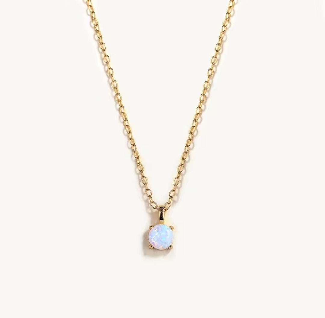 Sterling silver s925 gold plated necklace Opal minimalist