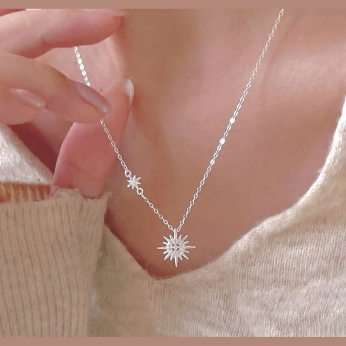 Sterling silver s925 necklace Zirconia sun