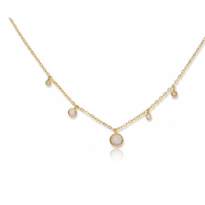 Sterling silver s925  gold plated necklace Opal charms
