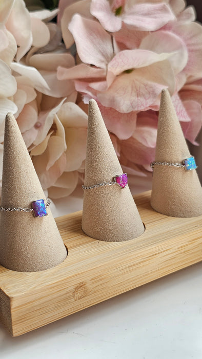 Sterling silver s925 ring purple 💜 opal chain adjustable