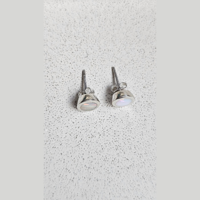 Sterling silver s925 earrings Opal round stud Gift 🎁