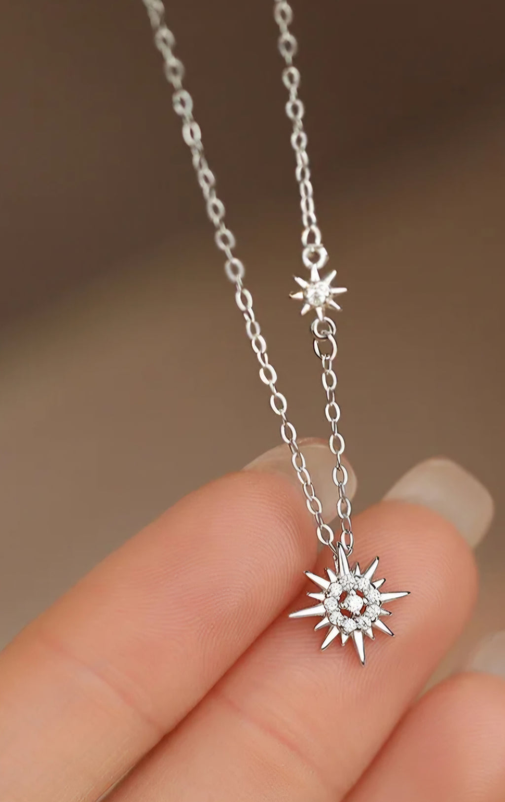 Sterling silver s925 necklace Zirconia sun