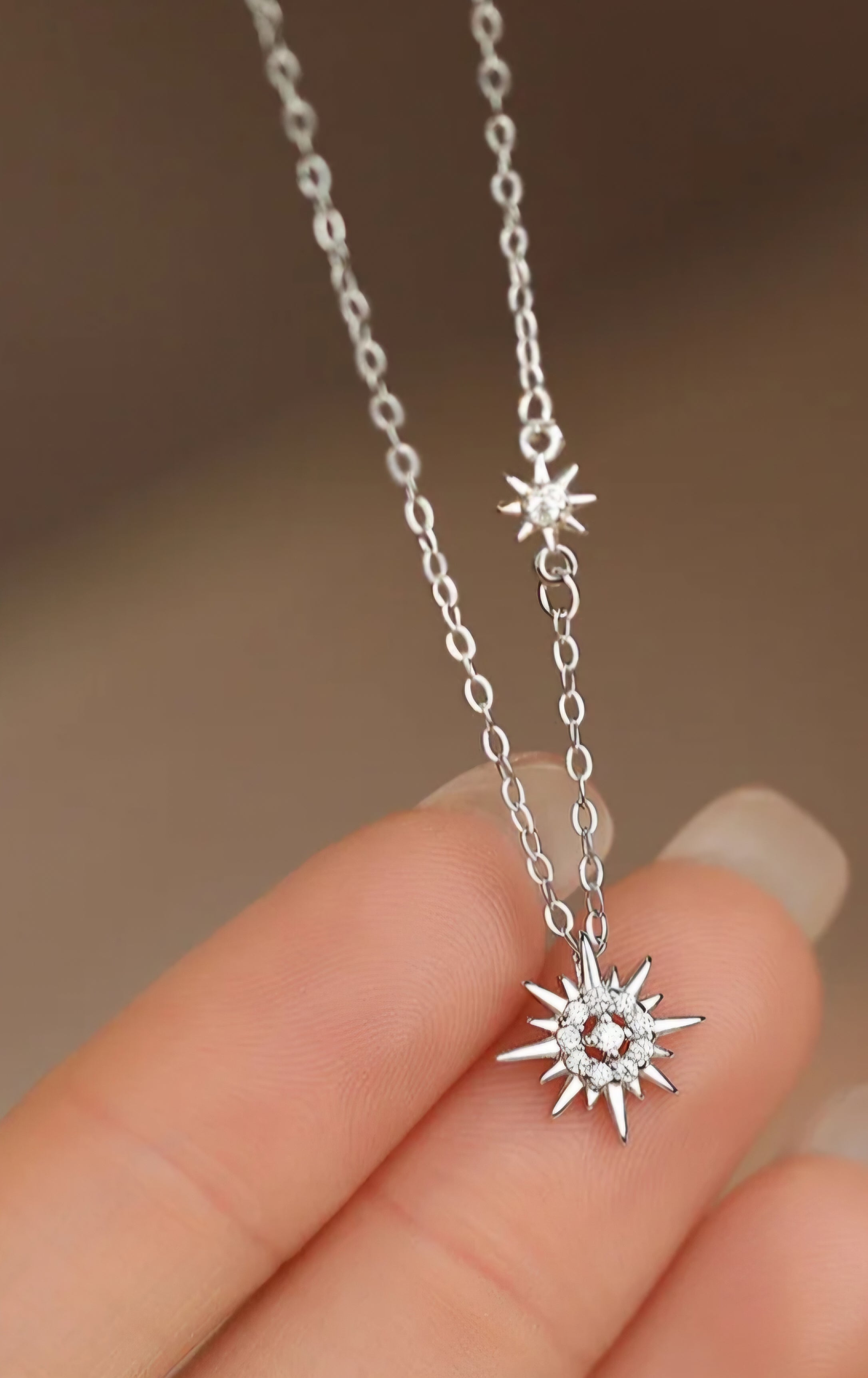 Sterling silver s925 necklace Zirconia sun